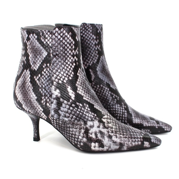 Anine Bing Shoes - Anine Bing Ava Cloudy Ankle Snakeskin Print Heeled Bootie